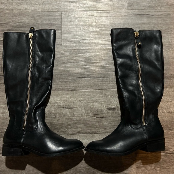 Aldo Shoes - Aldo Black Leather 15” Boots with Gold Zipper 37